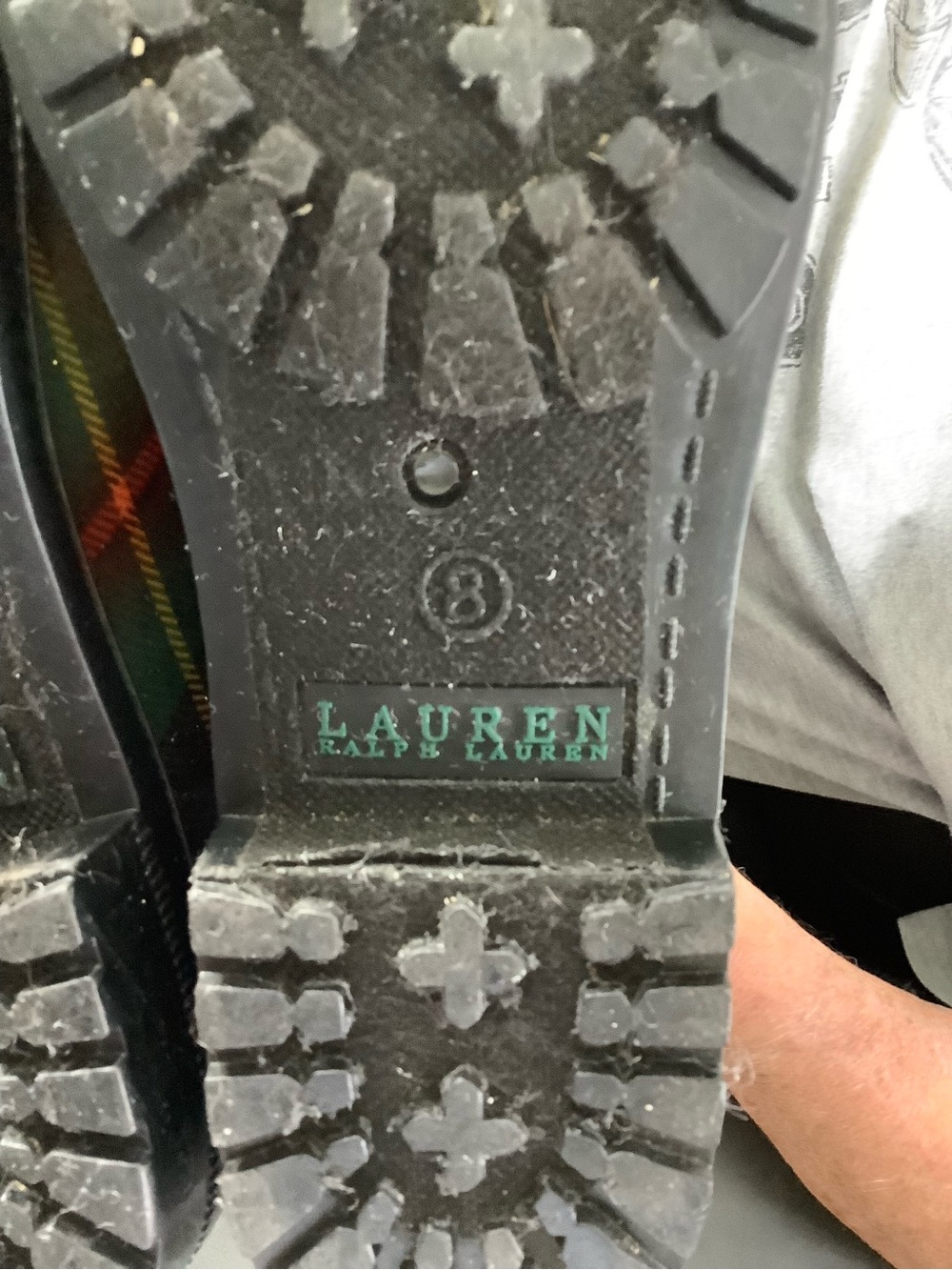 Ralph Lauren Dark Green Tartan Mid-Calf Rain Boots - Picture 7 of 7